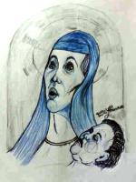 1990 - China e pastello su carta - Madonna con bambino